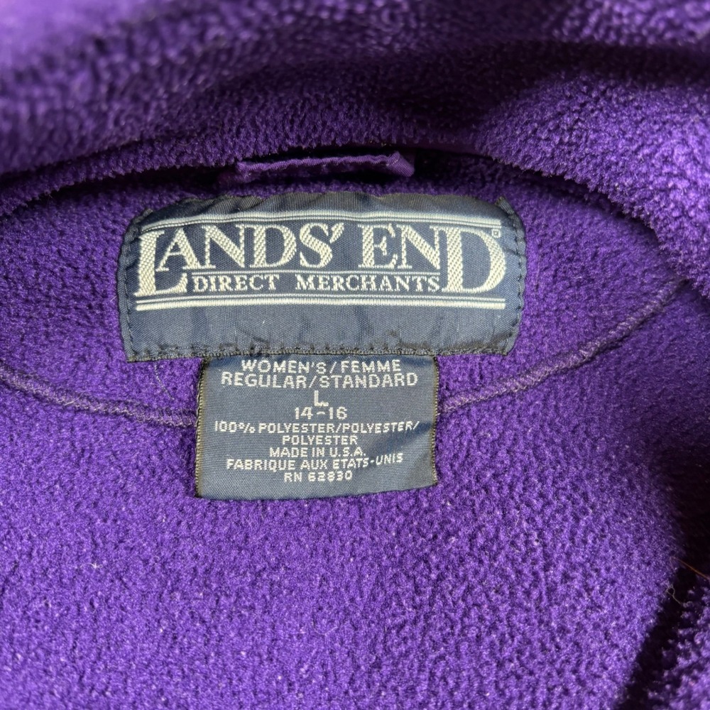 Lands End Purple Fleece 1/4 Zip Pullover Top‎ Women's L Polyester PolarTec - Picture 2 of 9
